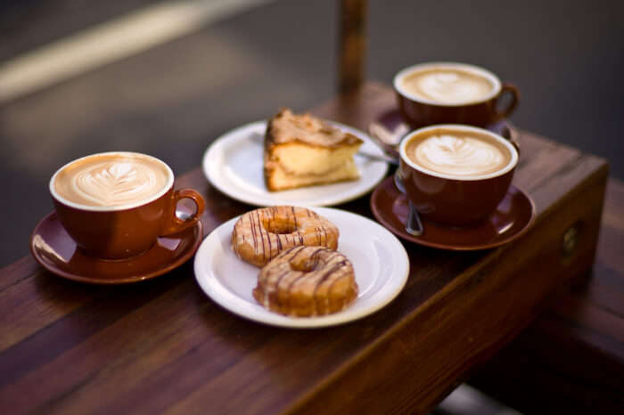 Coffee and sweets in a cafe in New York