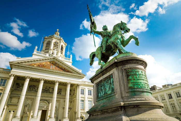 A warrior travel statue in Belgium