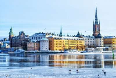 beautiful view of sweden in snow