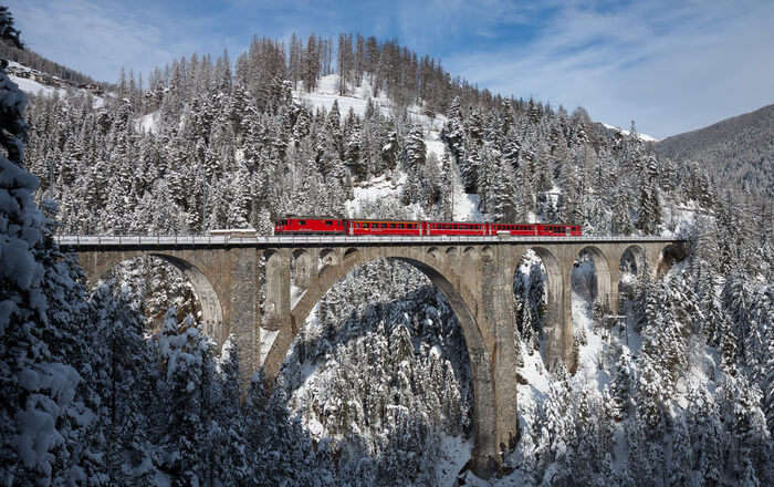 Train on small bridge