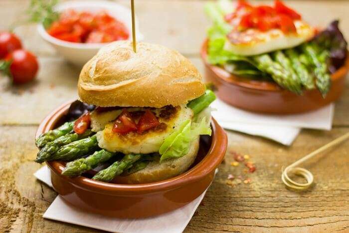 Healthy Vegetarian Burger Hamburger Eat Asparagus