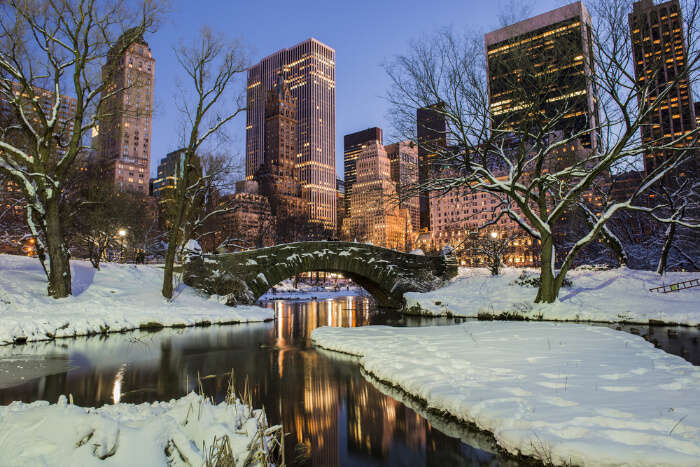 snow covered towers