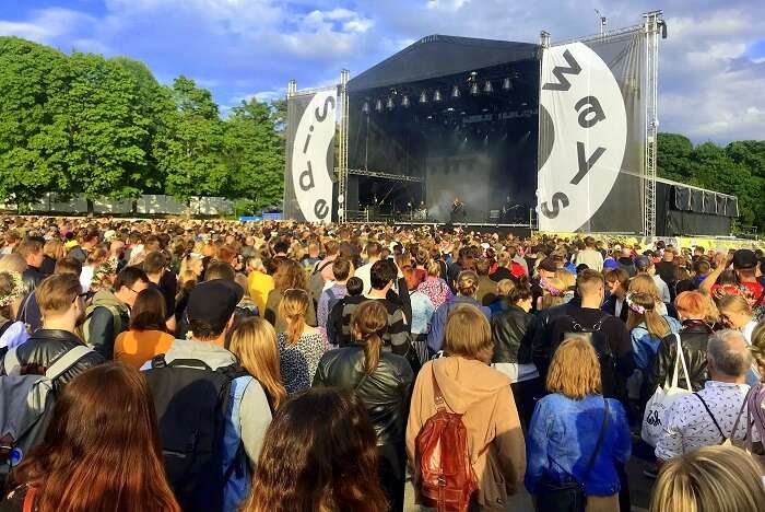 People enjoying the Festival of Finland