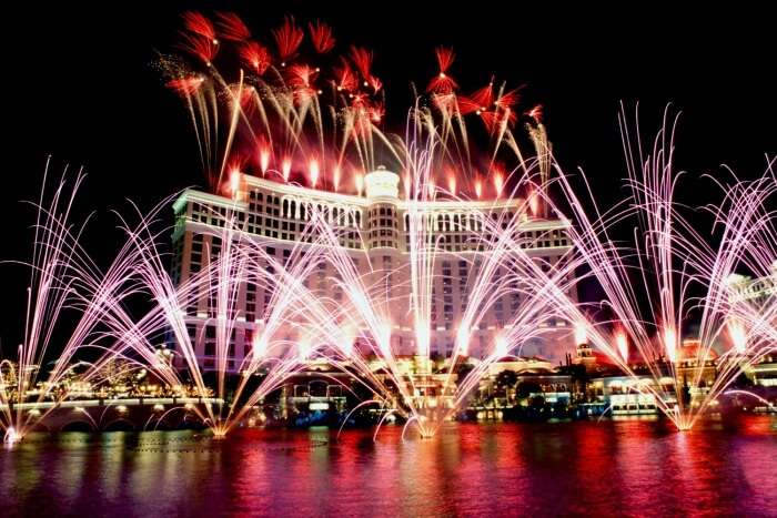 Bellagio Hotel opening fireworks. 10/18/98