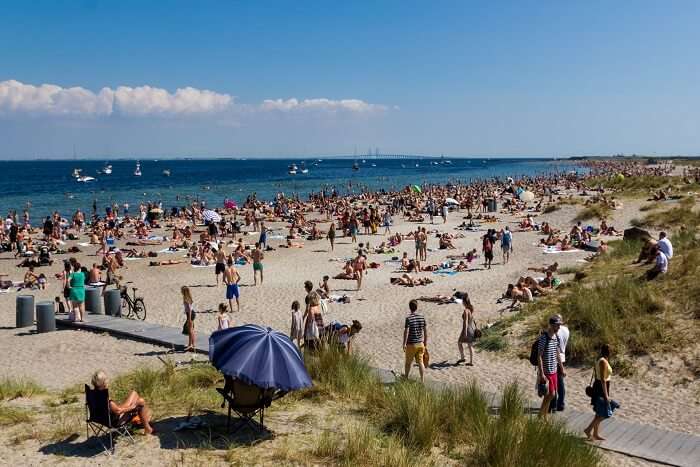 crowd chilling on a beach in Denmark