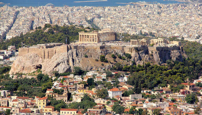 aerial view of athens in greece