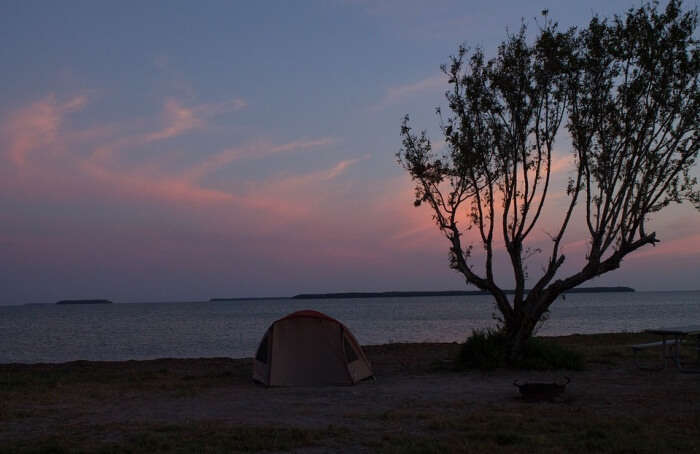 Camping in coastal area