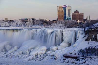 Frozen Niagara Falls in USA