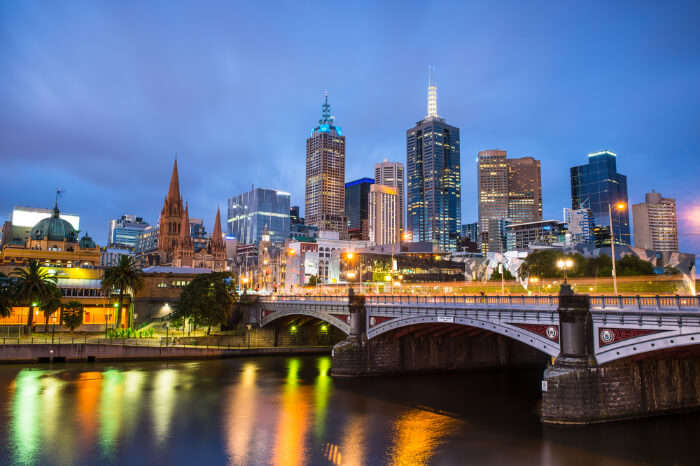 Melbourne and Flinders Street Station at Night, South Bank, Melbourne, VIC,  Australia Images, Fine Art Landscape Photography