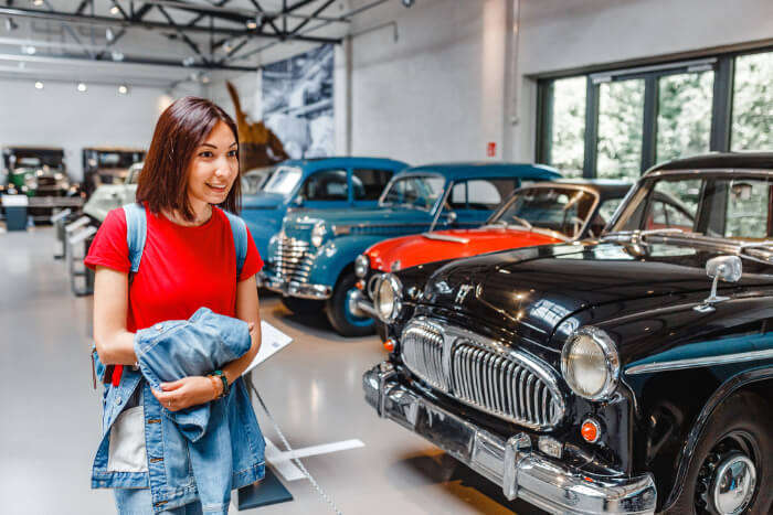 A vintage car museum