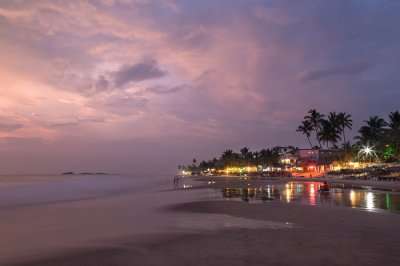a beach during night in weligama