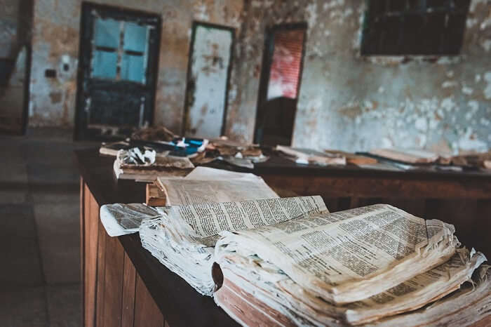 classroom with old book open