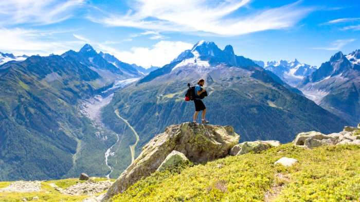 tourist on mont blanc