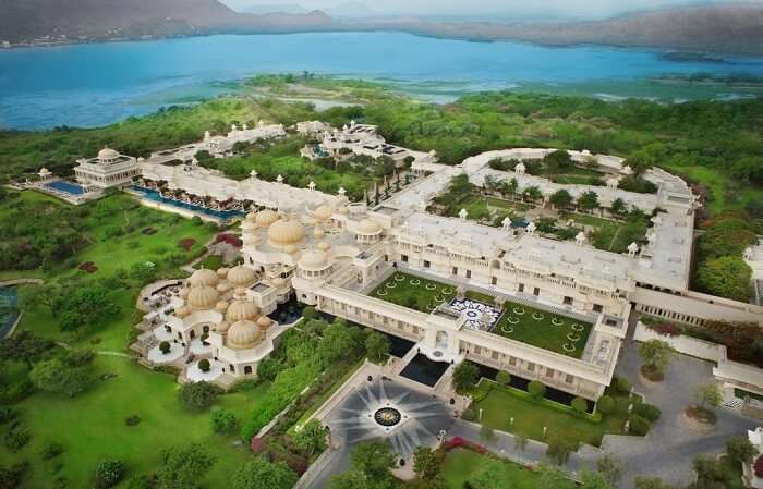 aerial view of oberoi udaivilas