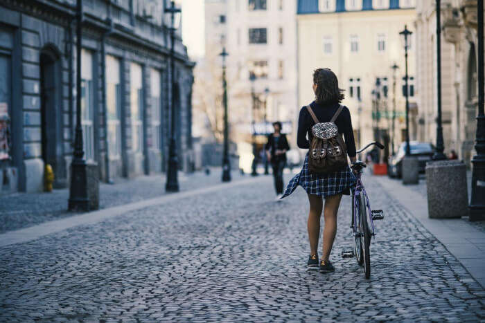 Girl with a bicycle