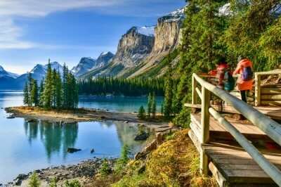 A stunning view of Maligne Lake which is among the best places to visit in Canada