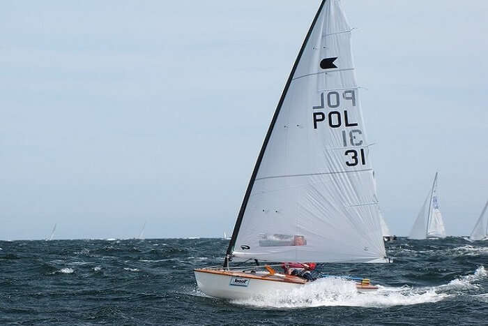 person on a dinghy