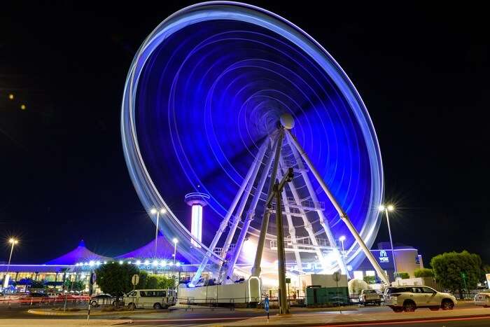 Gaze at panoramic views from Marina Eye, one of the landmark places to visit in Abu Dhabi.