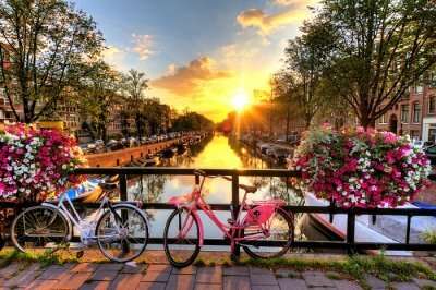 View of sunset in Amsterdam