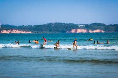 Surfers in Weligama
