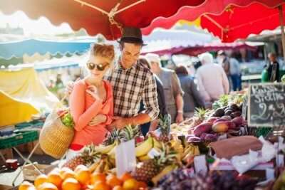 Couple in a farmer market