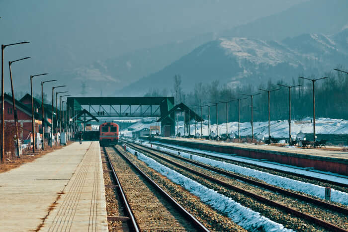 A train on the track in Jammu