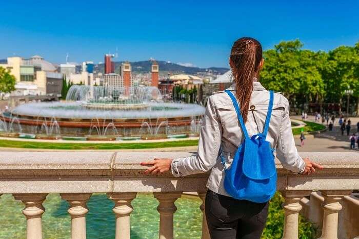woman looking at the view in Barcelona