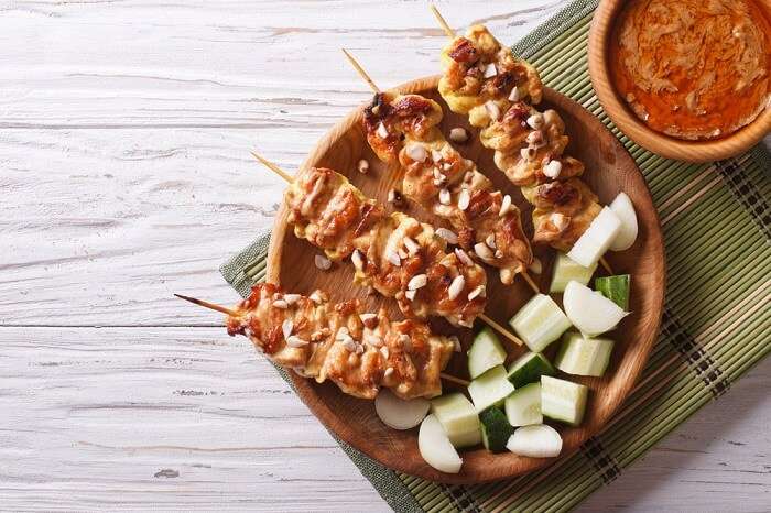 chicken salad and satay