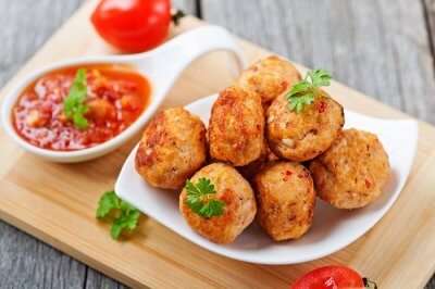 chicken meatballs in a plate