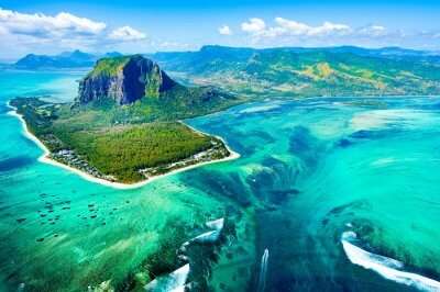 aerial view of island in mauritius