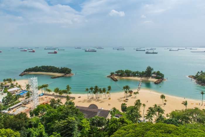 View of Sentosa island from air