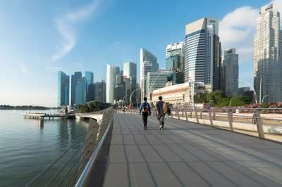 two person walking in Singapore