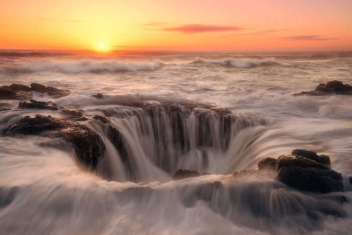 sunset view of Thor's well