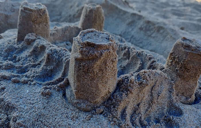house making with sand on the beach