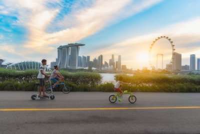Kids cycling in Singapore