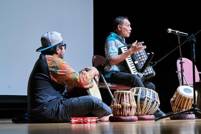 Artists performing on stage