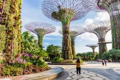 woman tourist at gardens by the bay