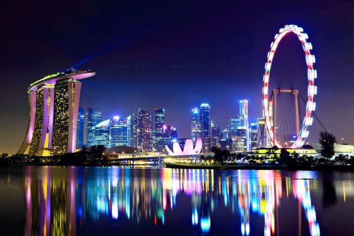 view of singapore at night
