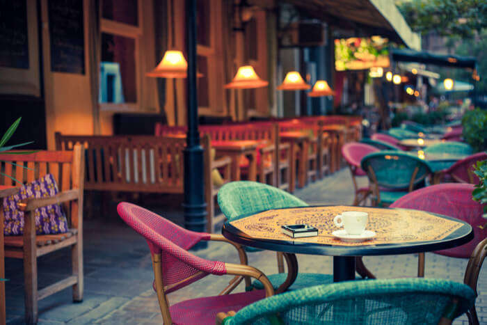 Chairs outside a cafe