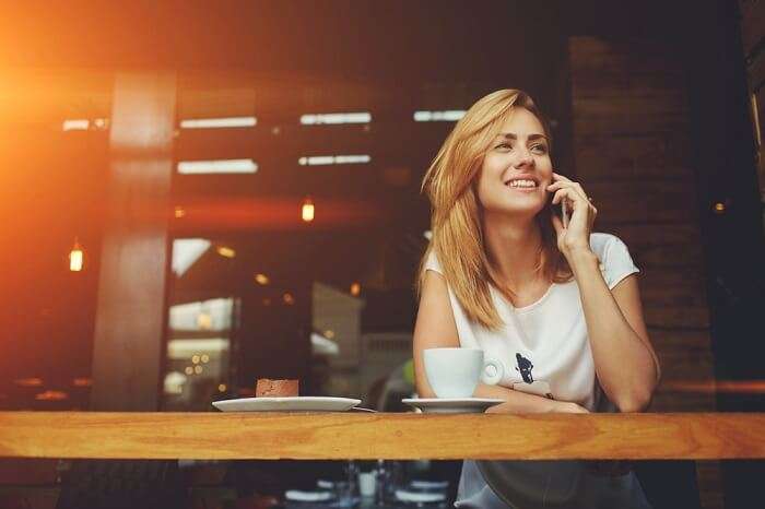 woman drinking coffee