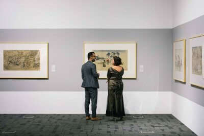 Visitors at the museum appreciating art