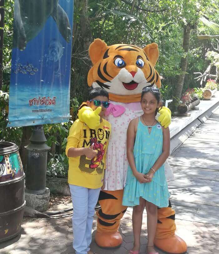 Children with toy tiger