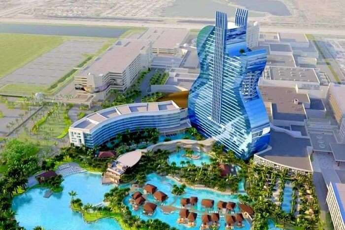 View of guitar shaped hotel