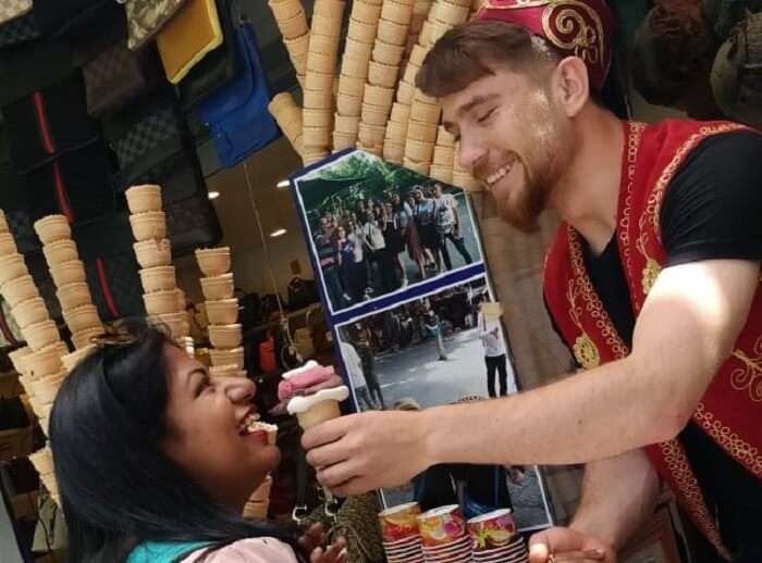 not to miss- having turkish ice cream their way
