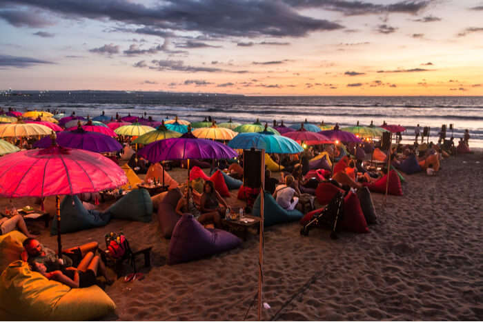 Tourists chilling at a beach in bali