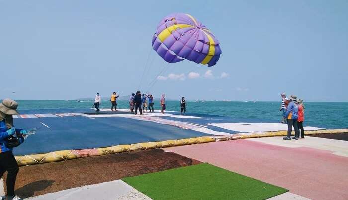 parasailing activity at the island