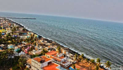 A coastal area in Pondicherry, one of the popular places to visit in January in India. 