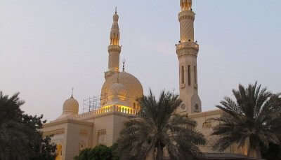 a shot of mosque taken in evening