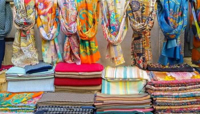 silk clothing n a market