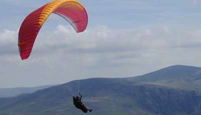 paragliding above the mountains
